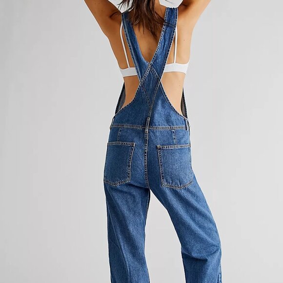 Free People Ziggy Denim Overalls, Sapphire Blue, Size M - Picture 2 of 5